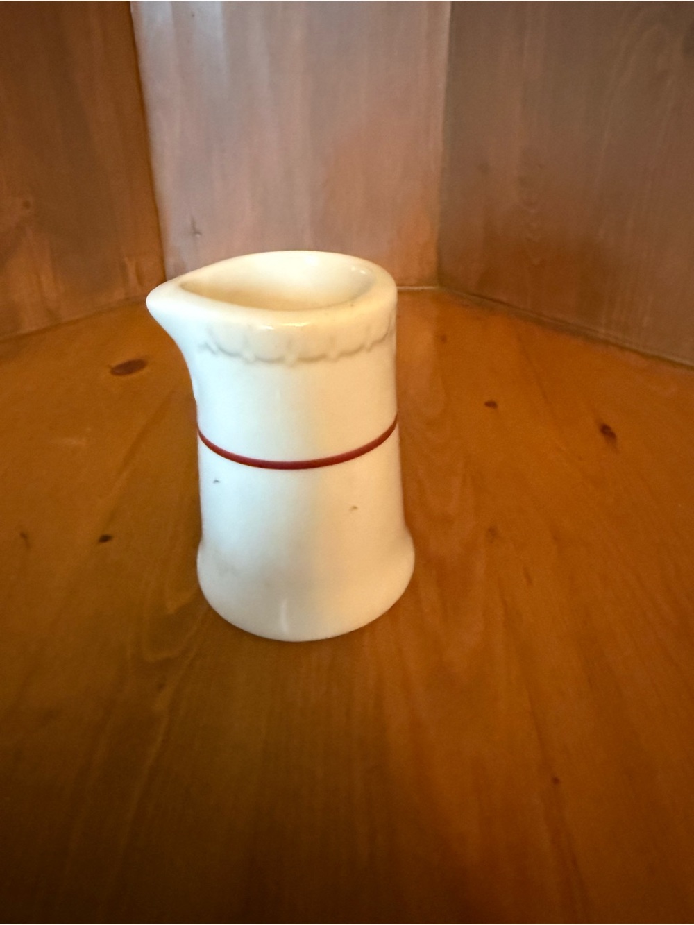 Syracuse China vintage made in the USA White Ceramic Creamer with Red Band